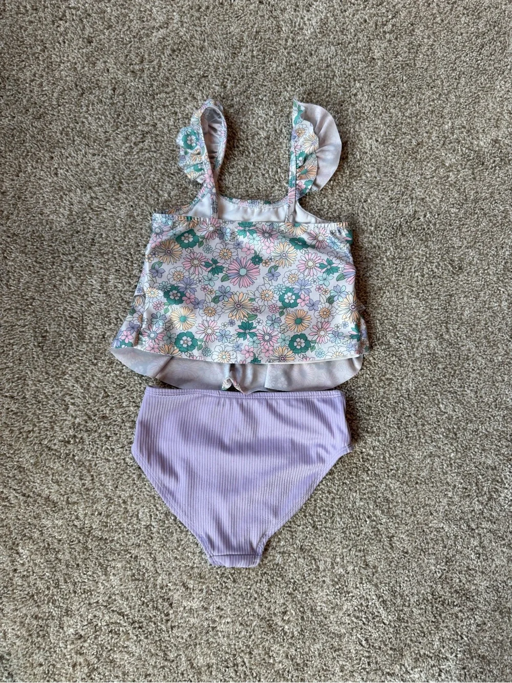 Wonder Nation Girls Floral Tankini Swimsuit Size 6 | Ruffle Two Piece Swim Set